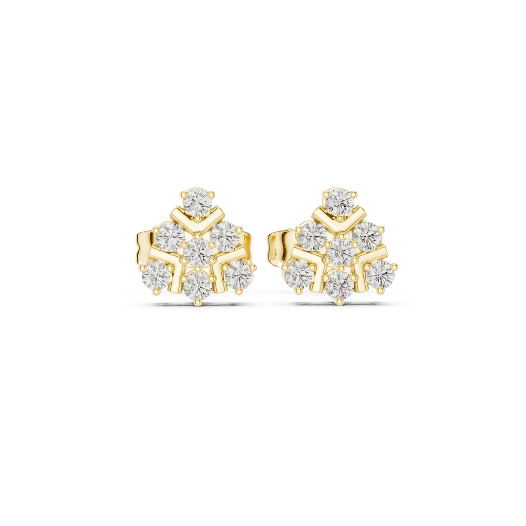 0.17 CT Round Diamond Geometric Snowflake Stud Earrings