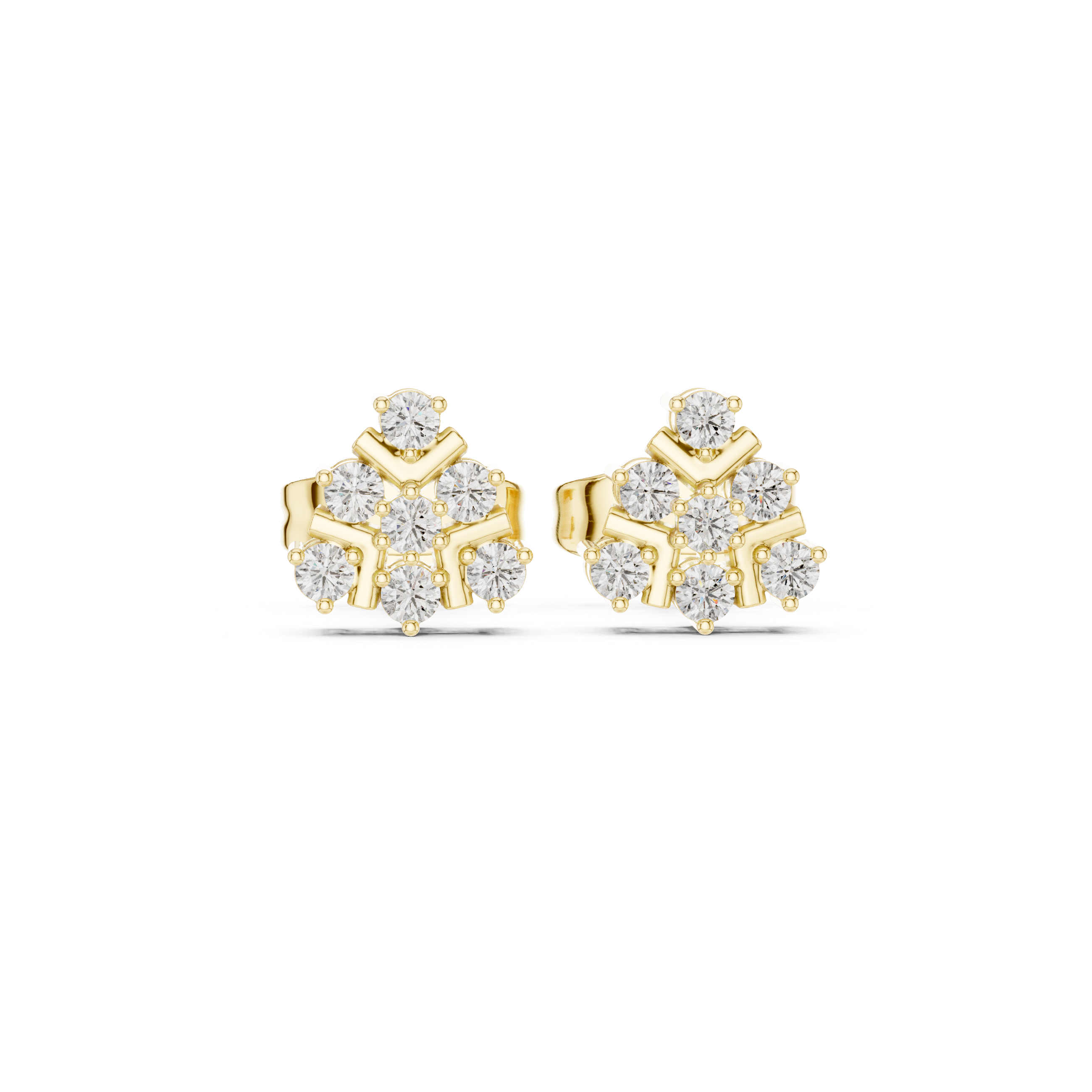 0.17 CT Round Diamond Geometric Snowflake Stud Earrings