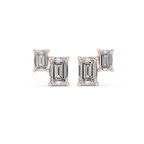 1.47 CT Emerald Cut Diamond Geometric Stud Earrings