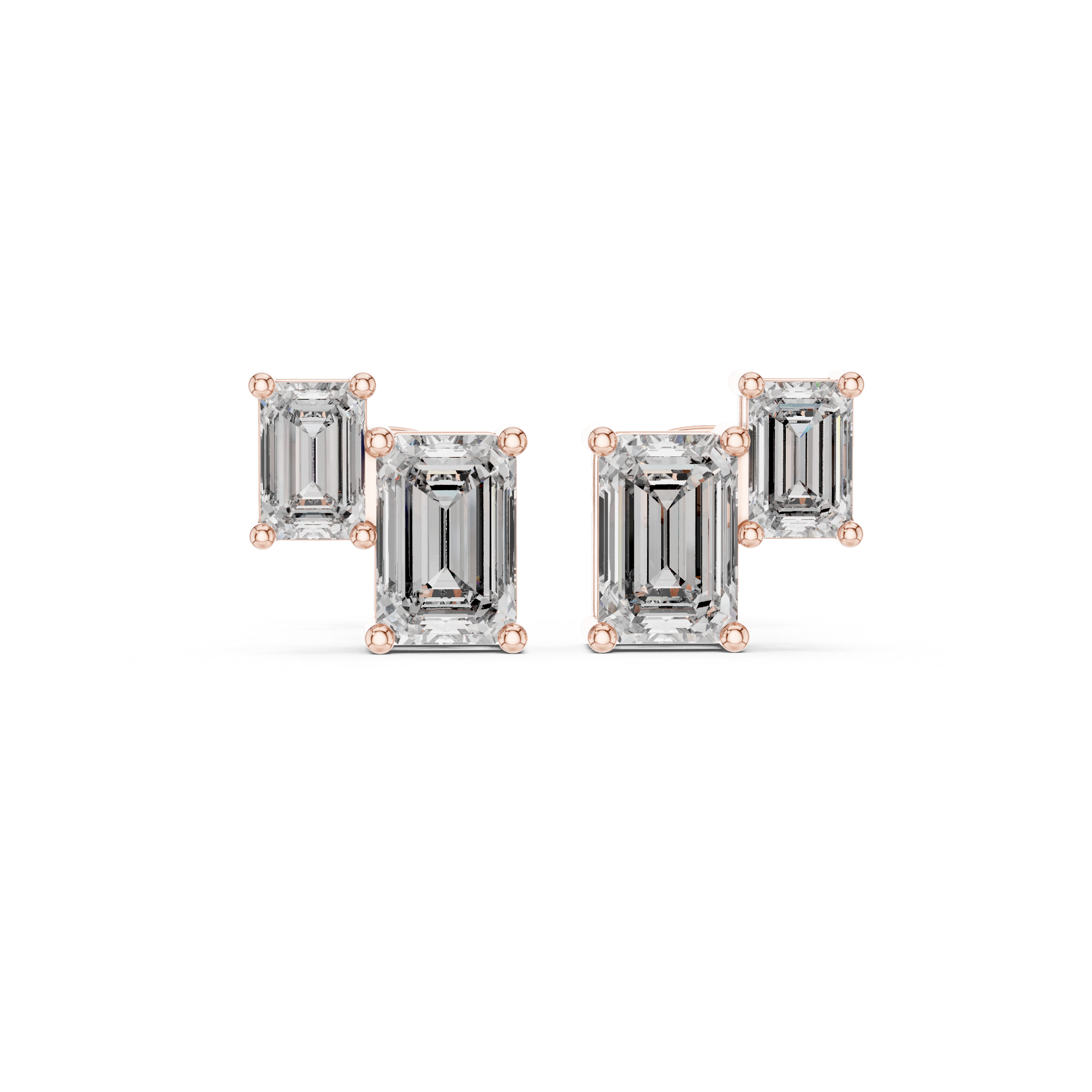 1.47 CT Emerald Cut Diamond Geometric Stud Earrings