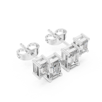 1.47 CT Emerald Cut Diamond Geometric Stud Earrings