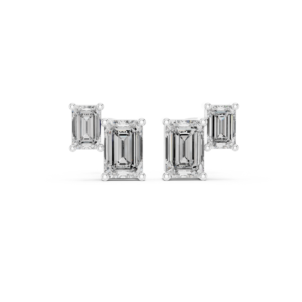 1.47 CT Emerald Cut Diamond Geometric Stud Earrings