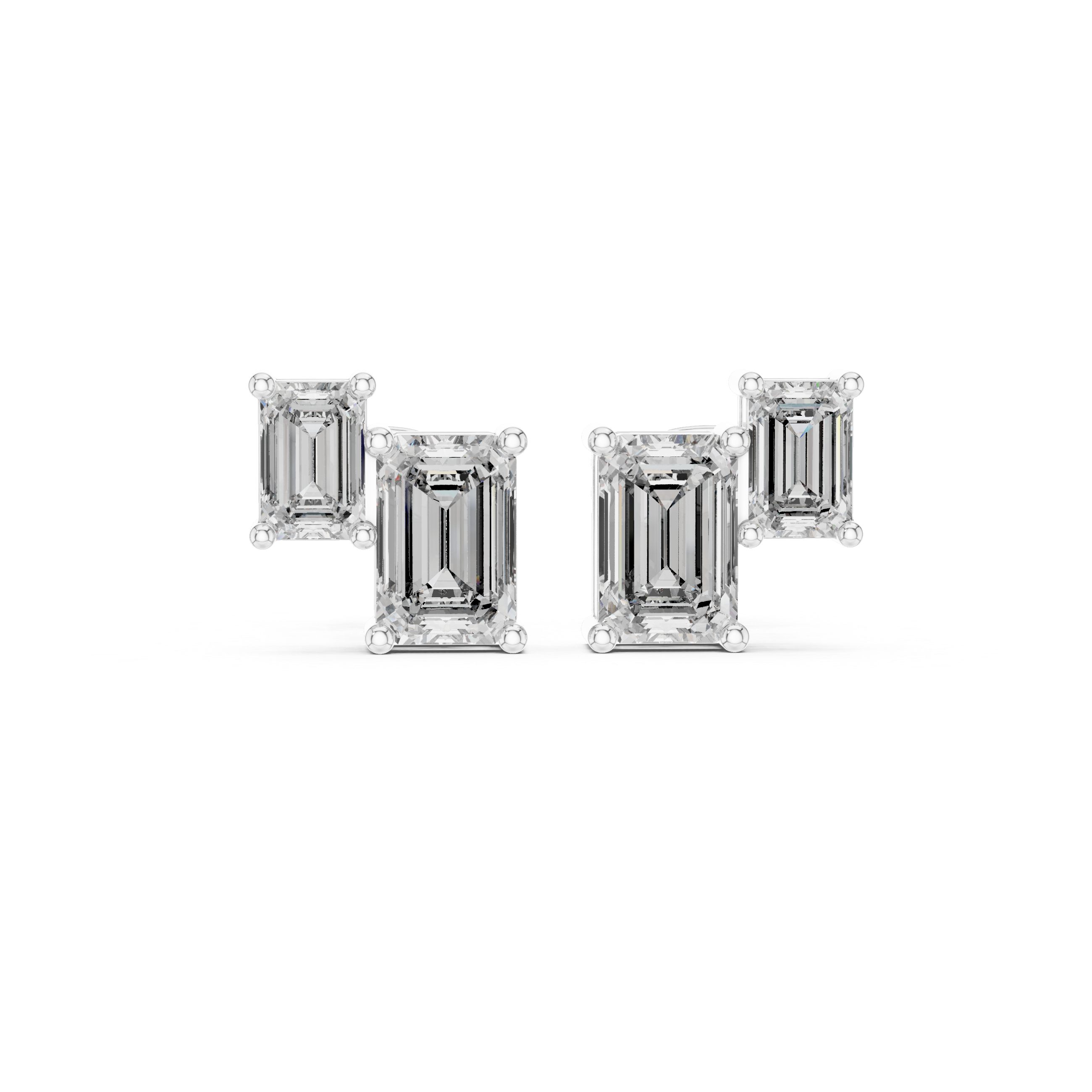 1.47 CT Emerald Cut Diamond Geometric Stud Earrings