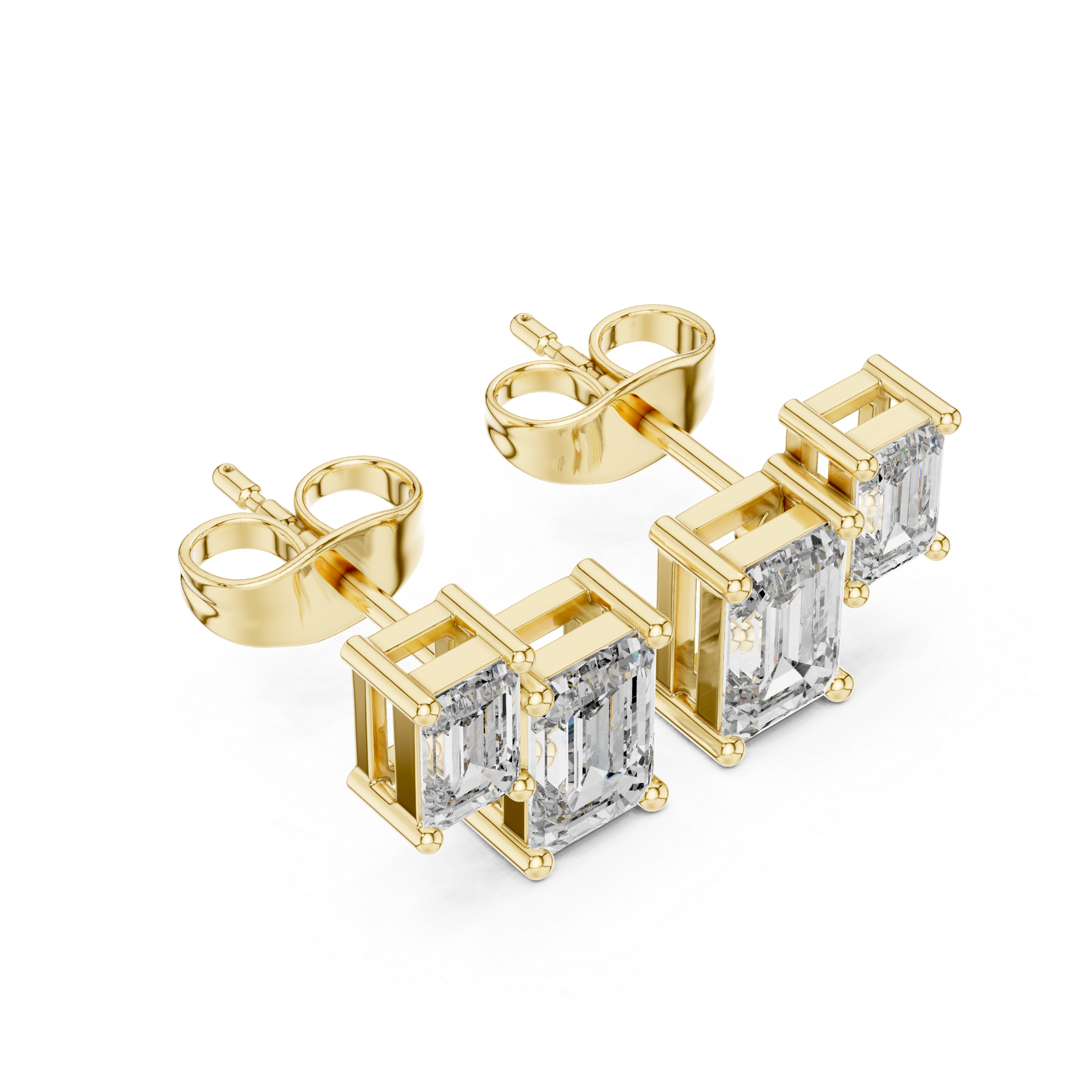 1.47 CT Emerald Cut Diamond Geometric Stud Earrings