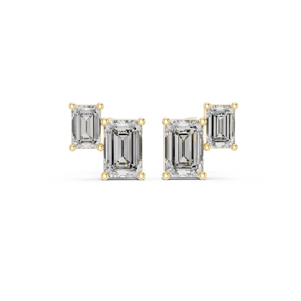 1.47 CT Emerald Cut Diamond Geometric Stud Earrings