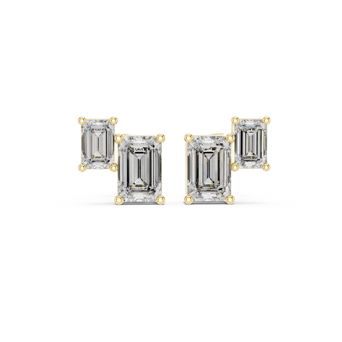 Emerald Cut Diamond Geometric Stud Earrings, additional photo — Jewelix Atelier
