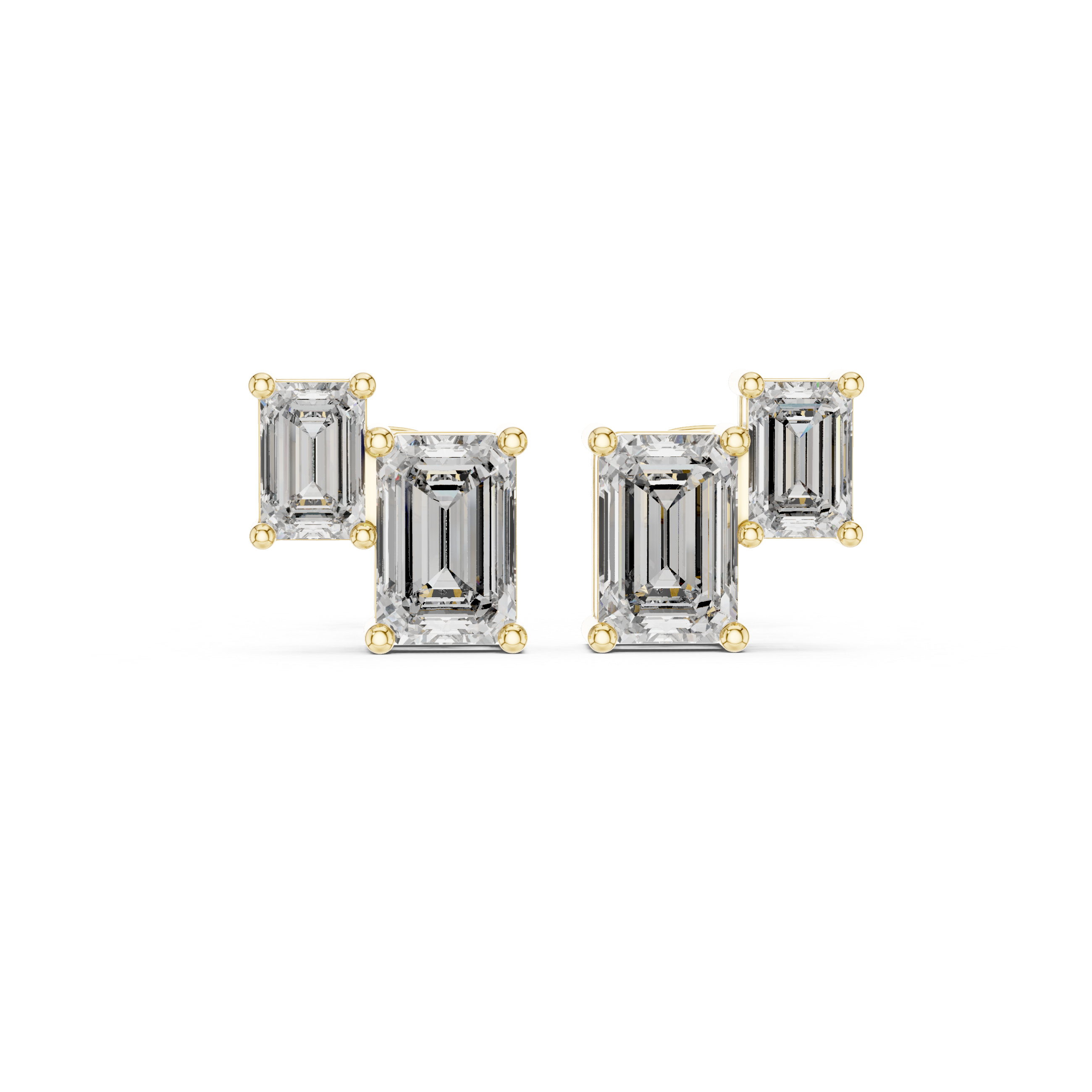 1.47 CT Emerald Cut Diamond Geometric Stud Earrings