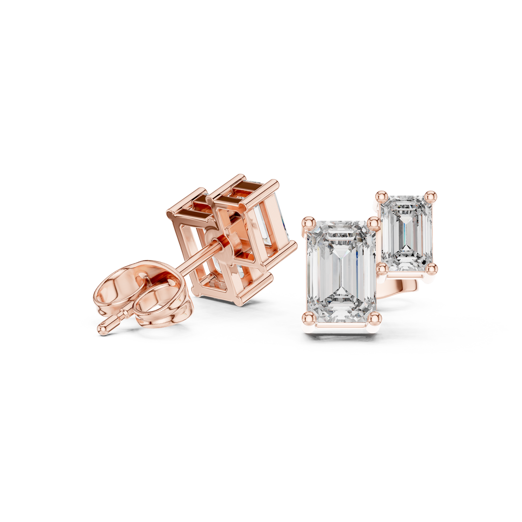 1.47 CT Emerald Cut Diamond Geometric Stud Earrings