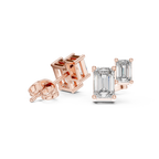 1.47 CT Emerald Cut Diamond Geometric Stud Earrings