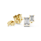 1.47 CT Emerald Cut Diamond Geometric Stud Earrings