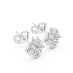 0.32 CT Round Diamond Geometric Cluster Stud Earrings