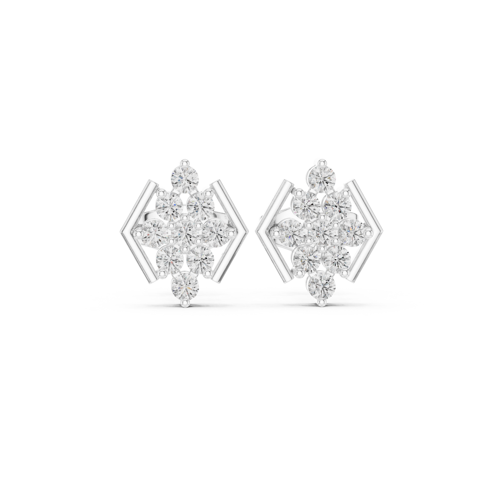 0.32 CT Round Diamond Geometric Cluster Stud Earrings