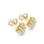 0.32 CT Round Diamond Geometric Cluster Stud Earrings