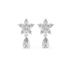 1.70 CT Pear & Marquise Diamond Floral Drop Earrings