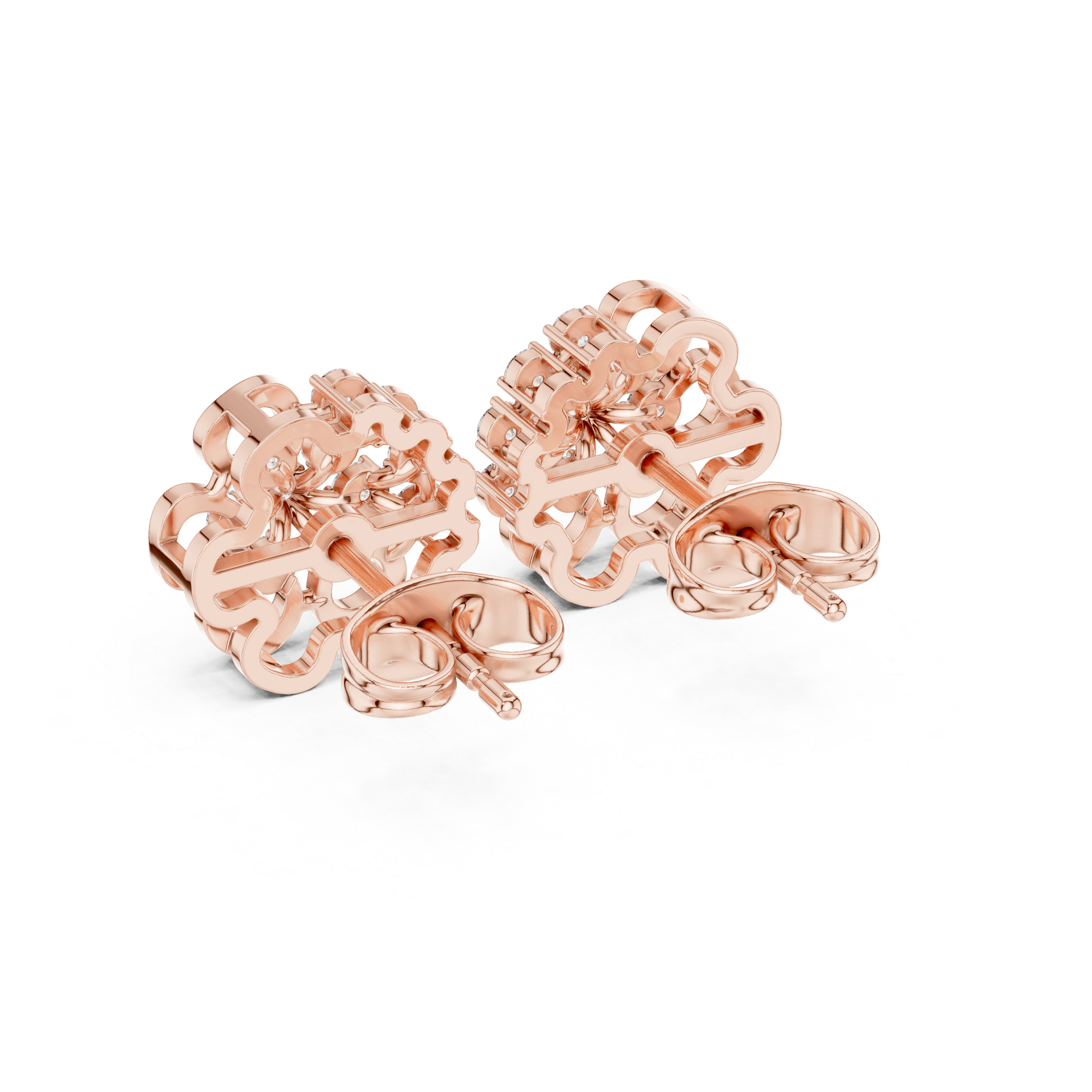 0.44 CT Round Diamond Floral Cluster Stud Earrings