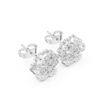 0.44 CT Round Diamond Floral Cluster Stud Earrings