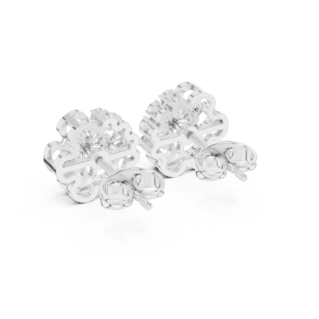 0.44 CT Round Diamond Floral Cluster Stud Earrings