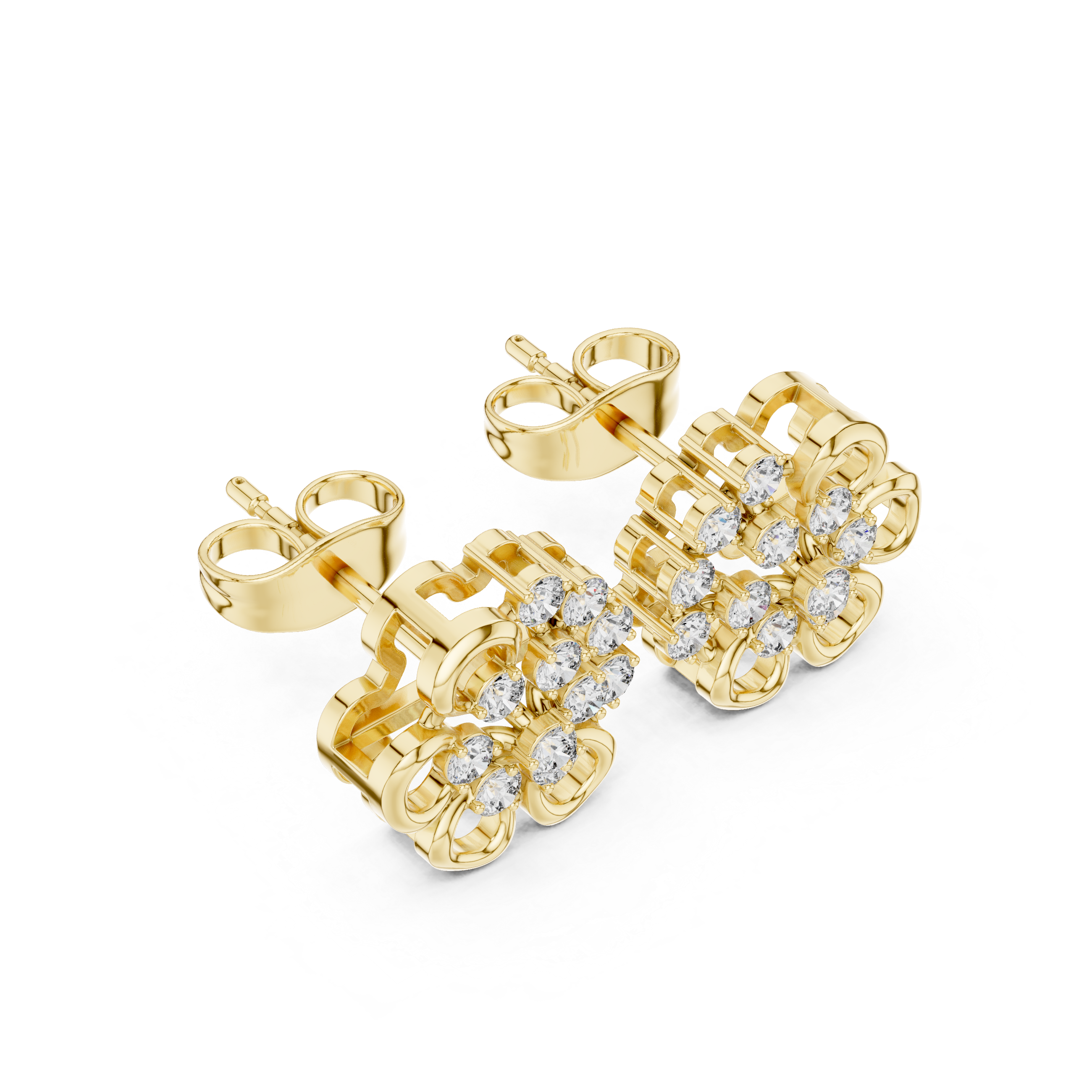 0.44 CT Round Diamond Floral Cluster Stud Earrings