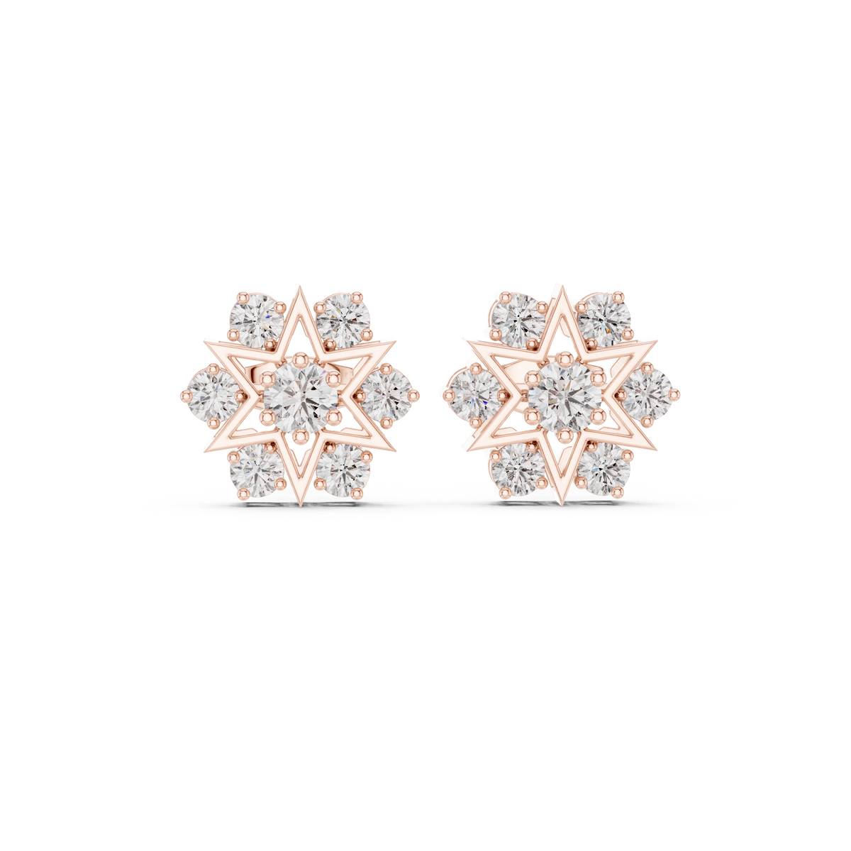 Round Diamond Celestial Star Stud Earrings, gallery image — Jewelix Atelier