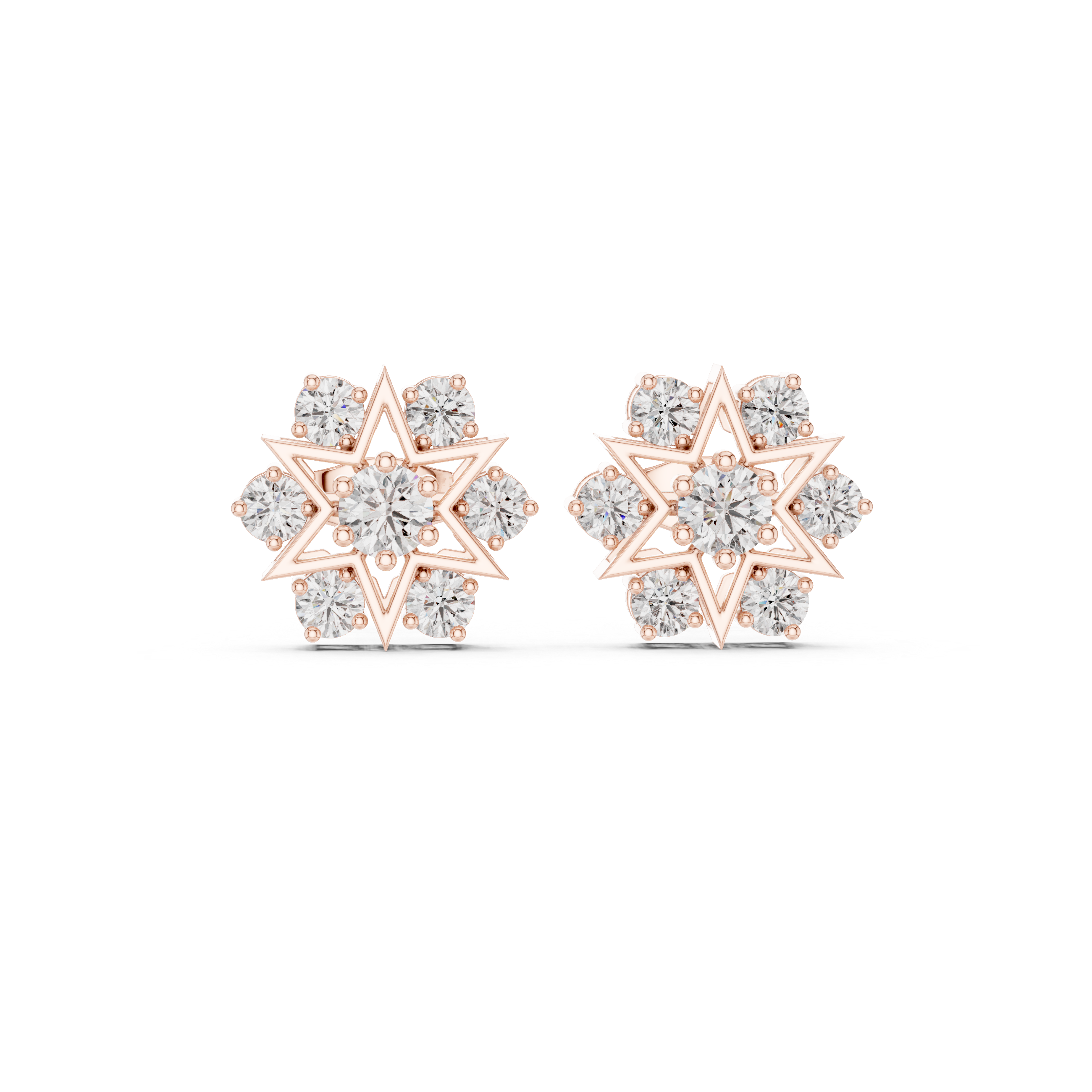 1.38 CT Round Diamond Celestial Star Stud Earrings
