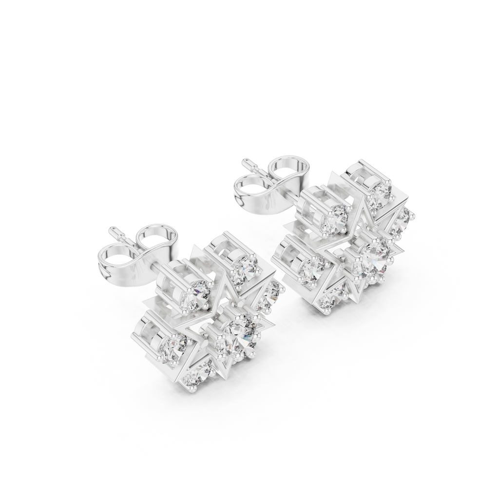 1.38 CT Round Diamond Celestial Star Stud Earrings