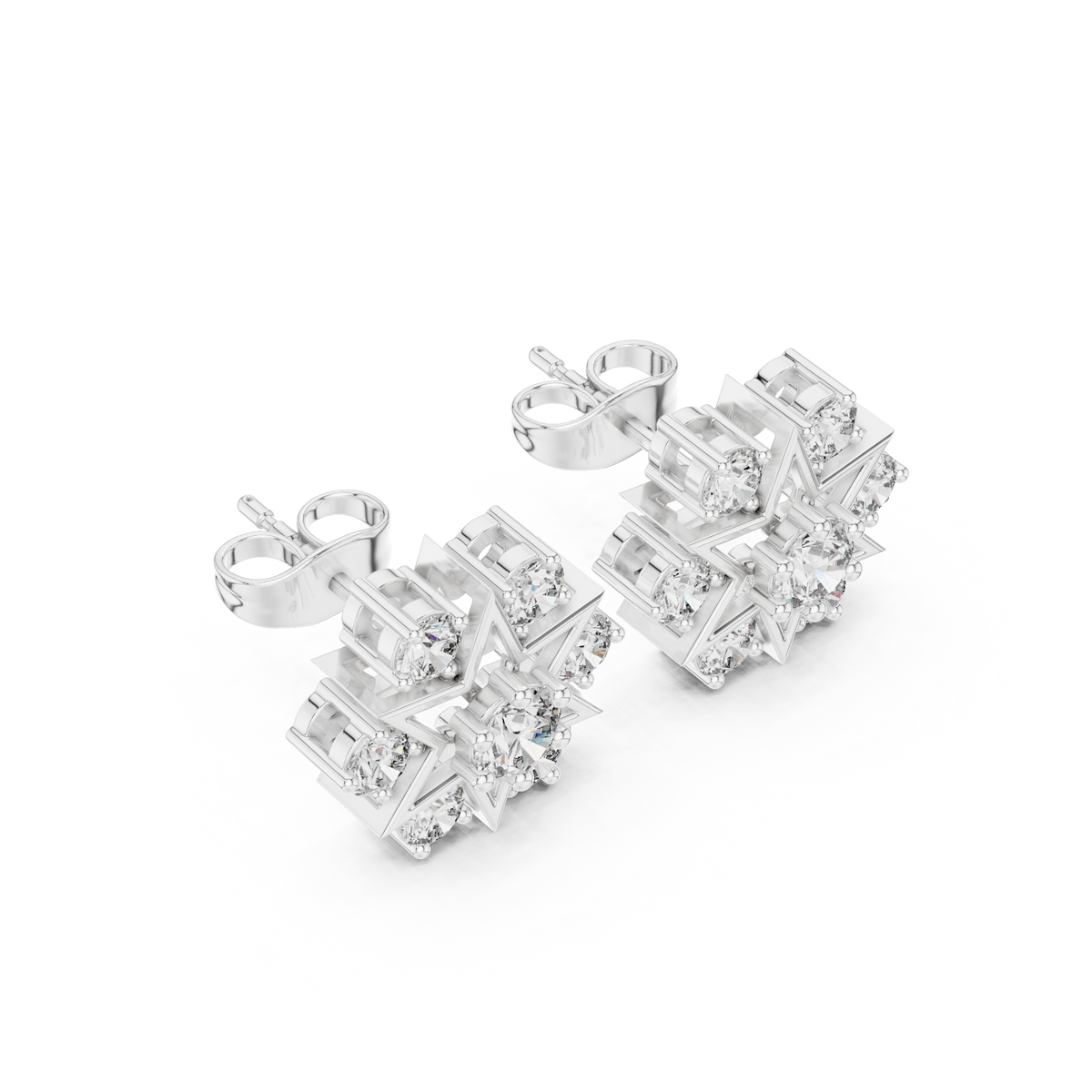 Round Diamond Celestial Star Stud Earrings, alternate view — Jewelix Atelier
