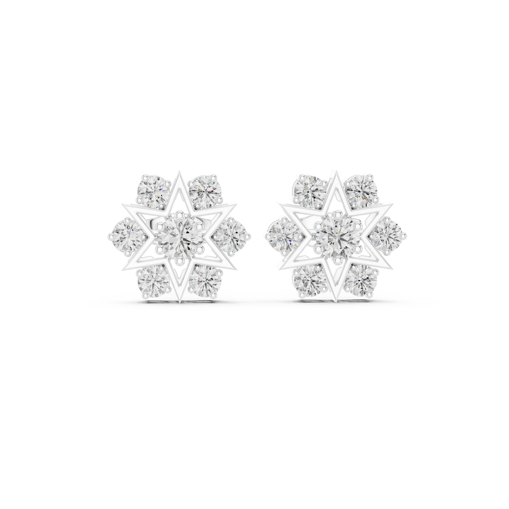 1.38 CT Round Diamond Celestial Star Stud Earrings