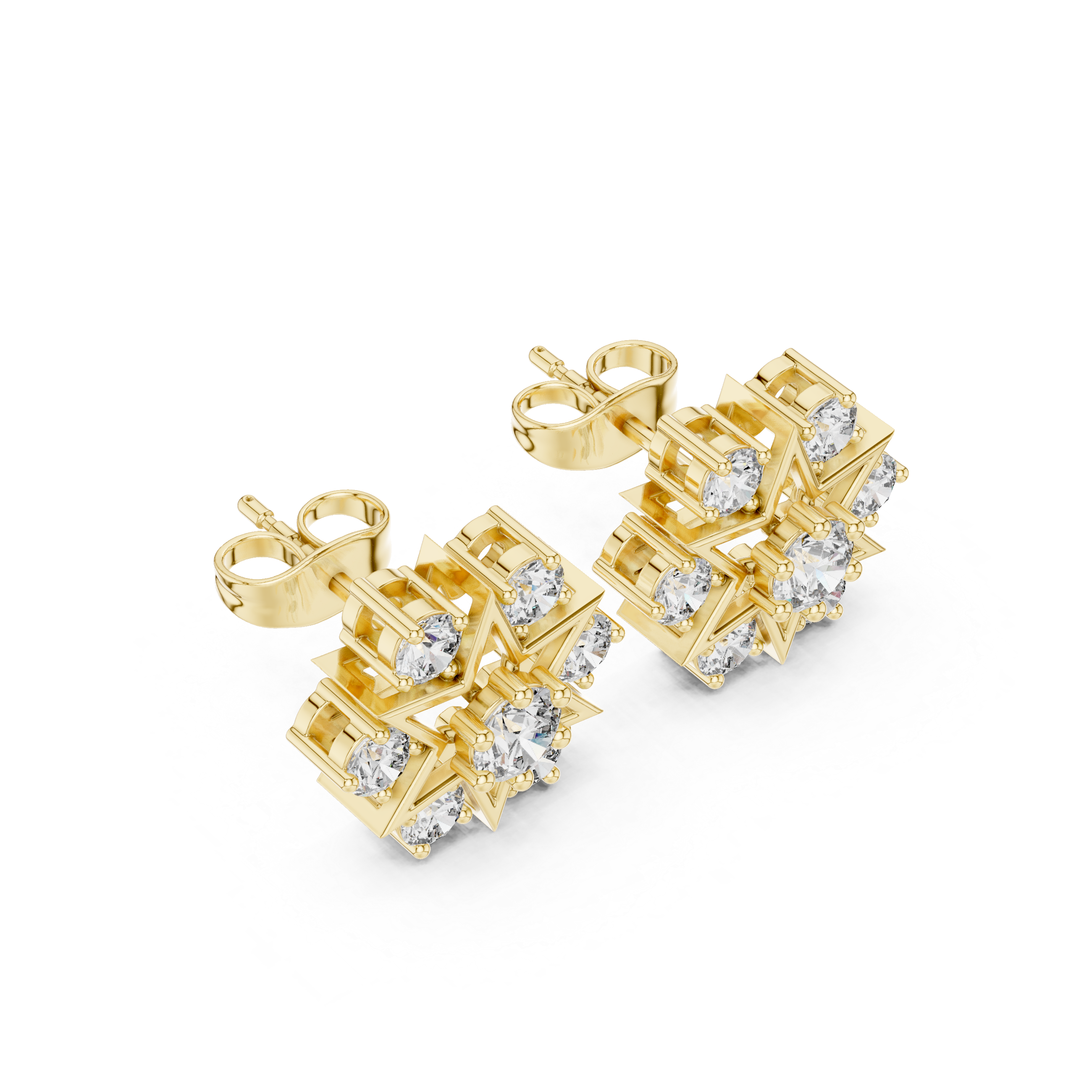 1.38 CT Round Diamond Celestial Star Stud Earrings