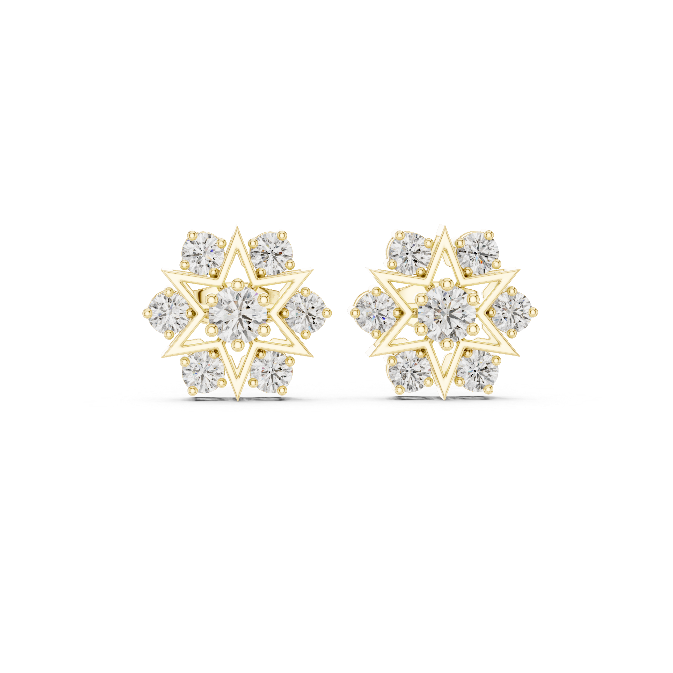1.38 CT Round Diamond Celestial Star Stud Earrings