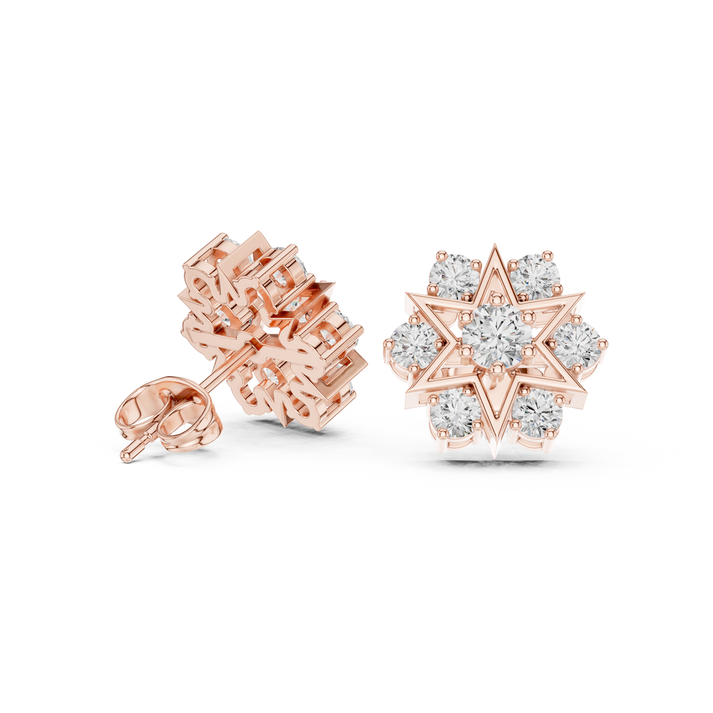 1.38 CT Round Diamond Celestial Star Stud Earrings