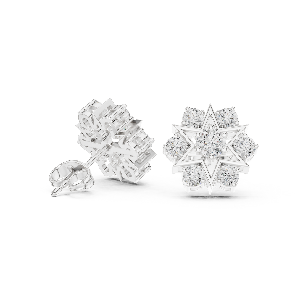 1.38 CT Round Diamond Celestial Star Stud Earrings