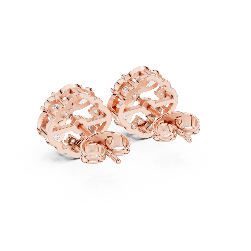 1.07 CT Pear Cut Floral Diamond Stud Earrings