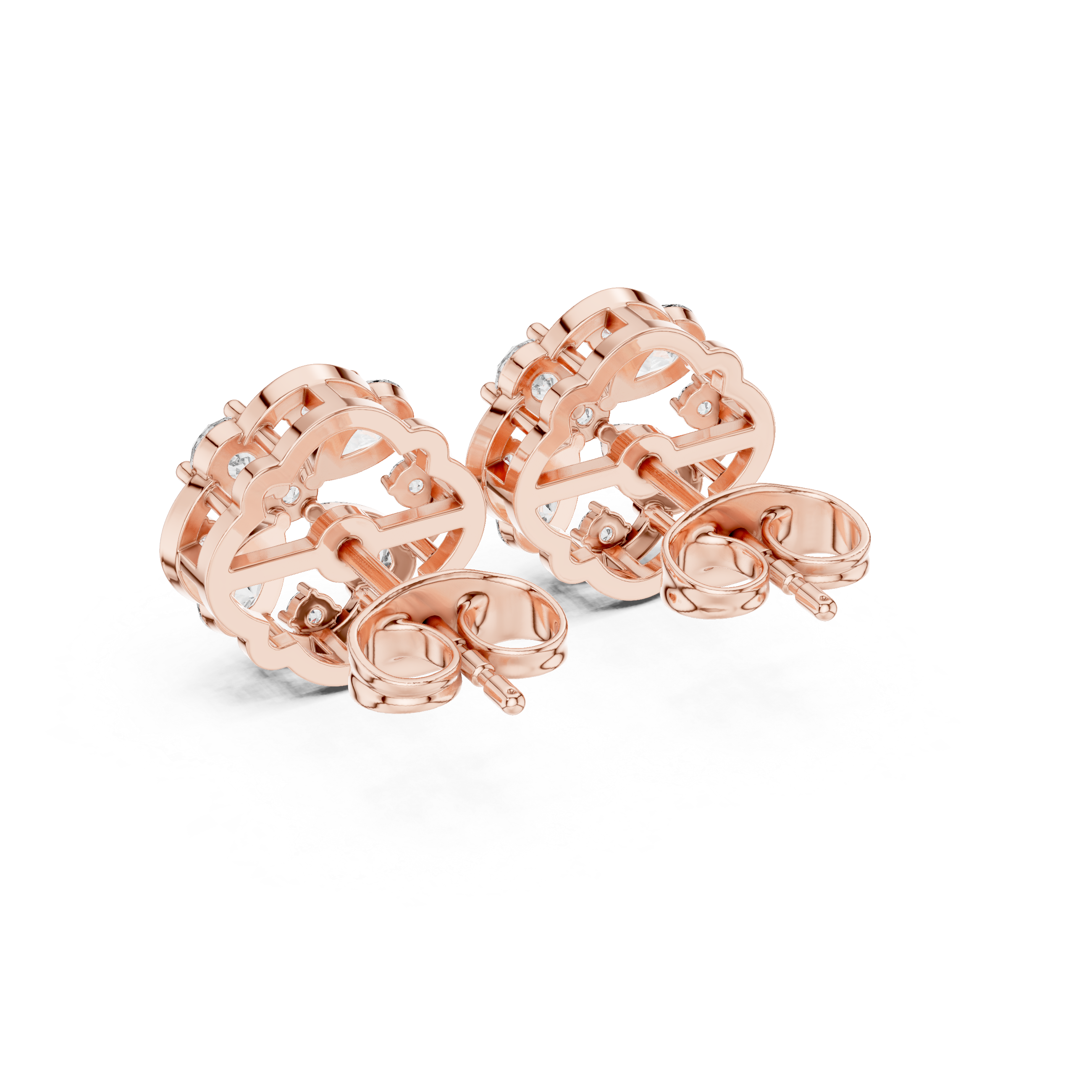 1.07 CT Pear Cut Floral Diamond Stud Earrings