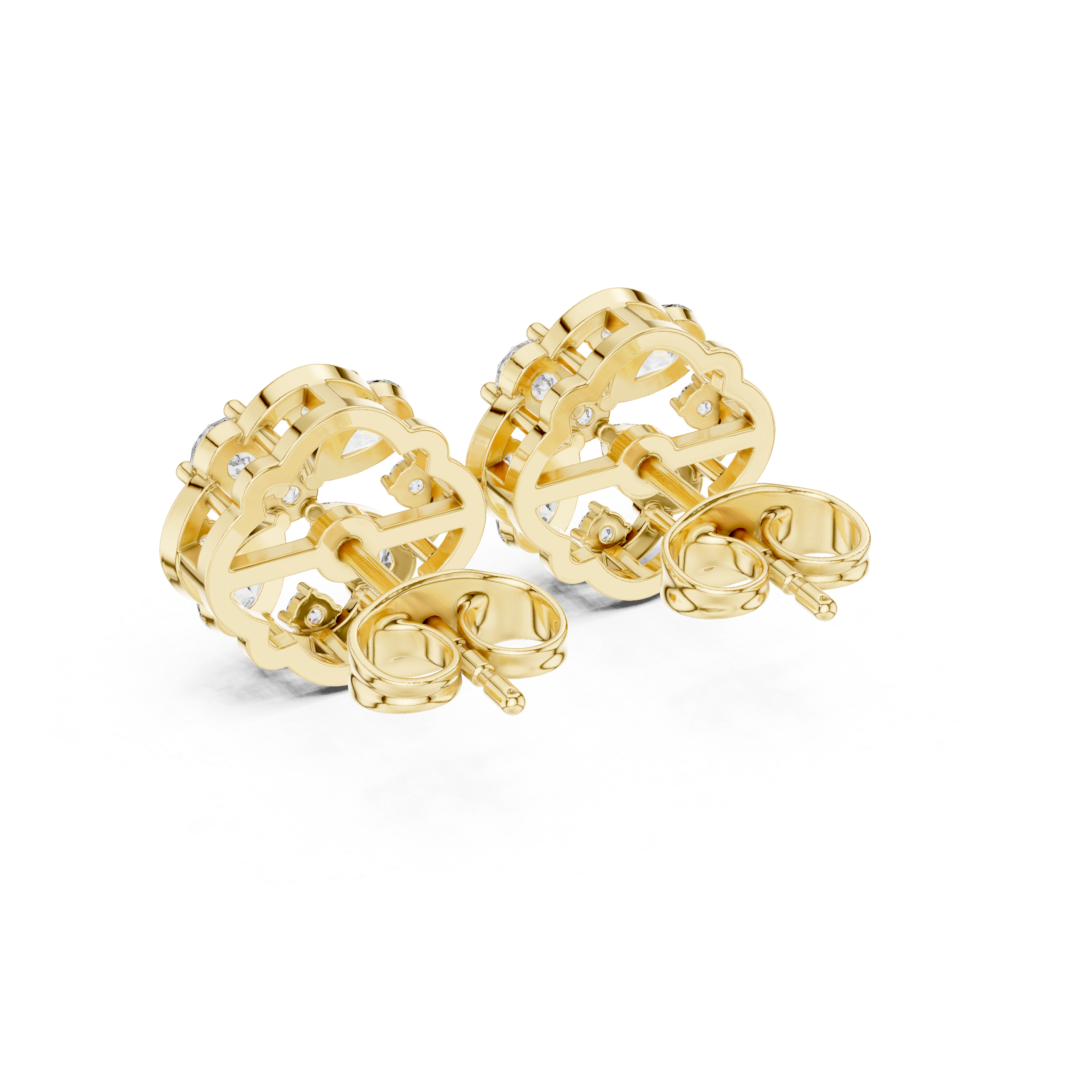 1.07 CT Pear Cut Floral Diamond Stud Earrings