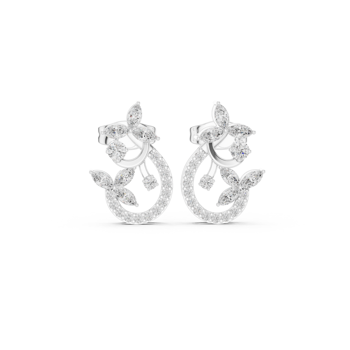 Nature-Inspired Marquise Diamond Drop Stud Earrings — Jewelix Atelier