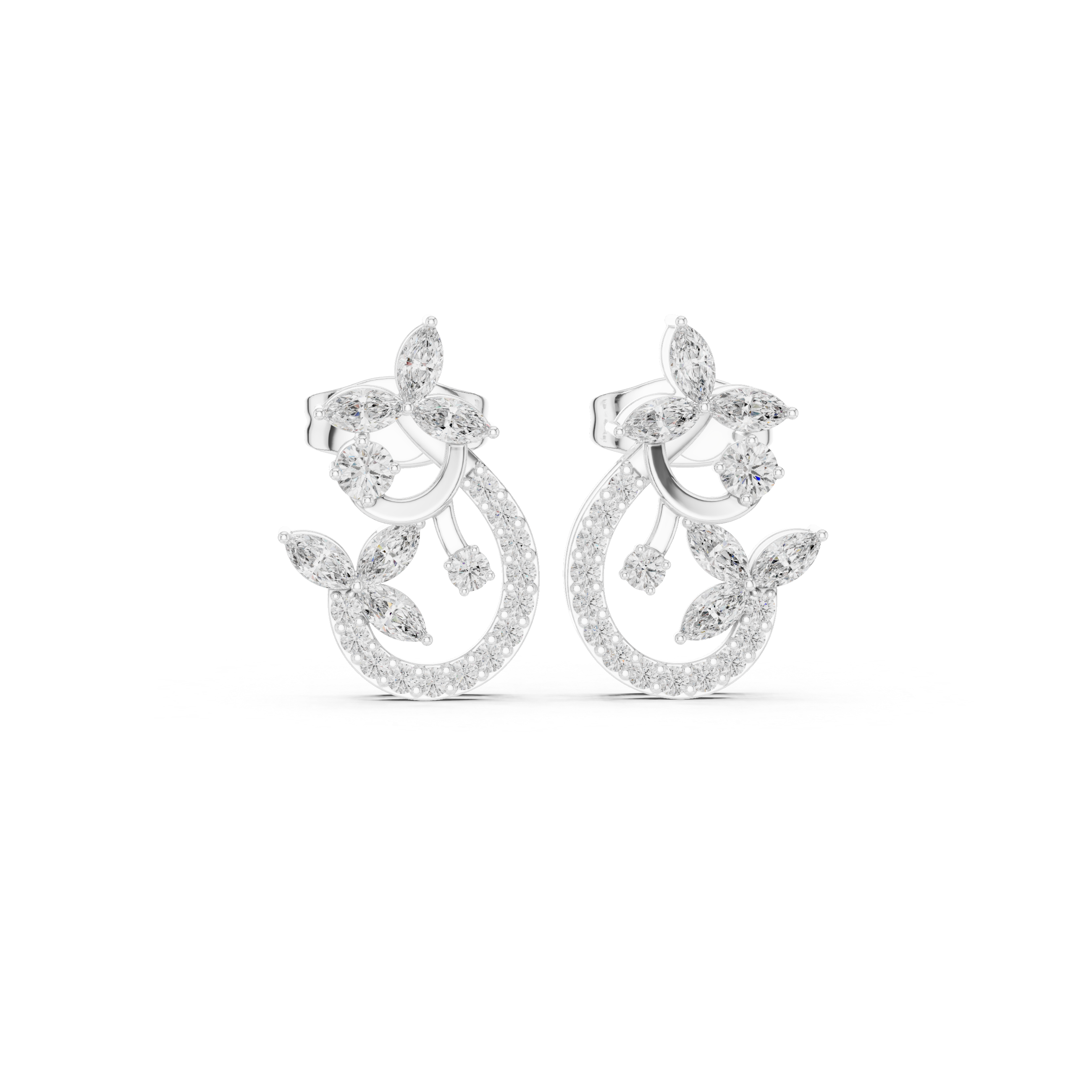 0.50 CT Nature-Inspired Marquise Diamond Drop Stud Earrings