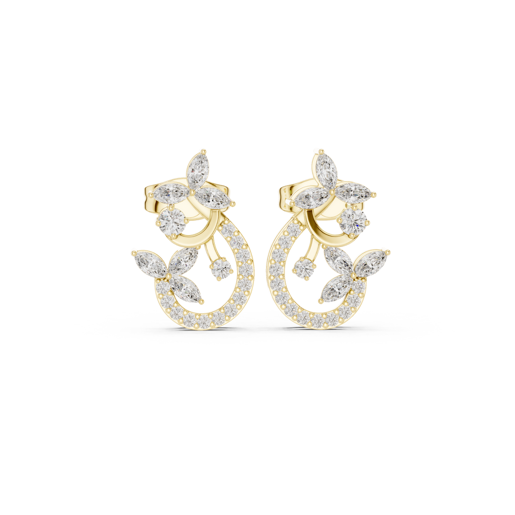 0.50 CT Nature-Inspired Marquise Diamond Drop Stud Earrings