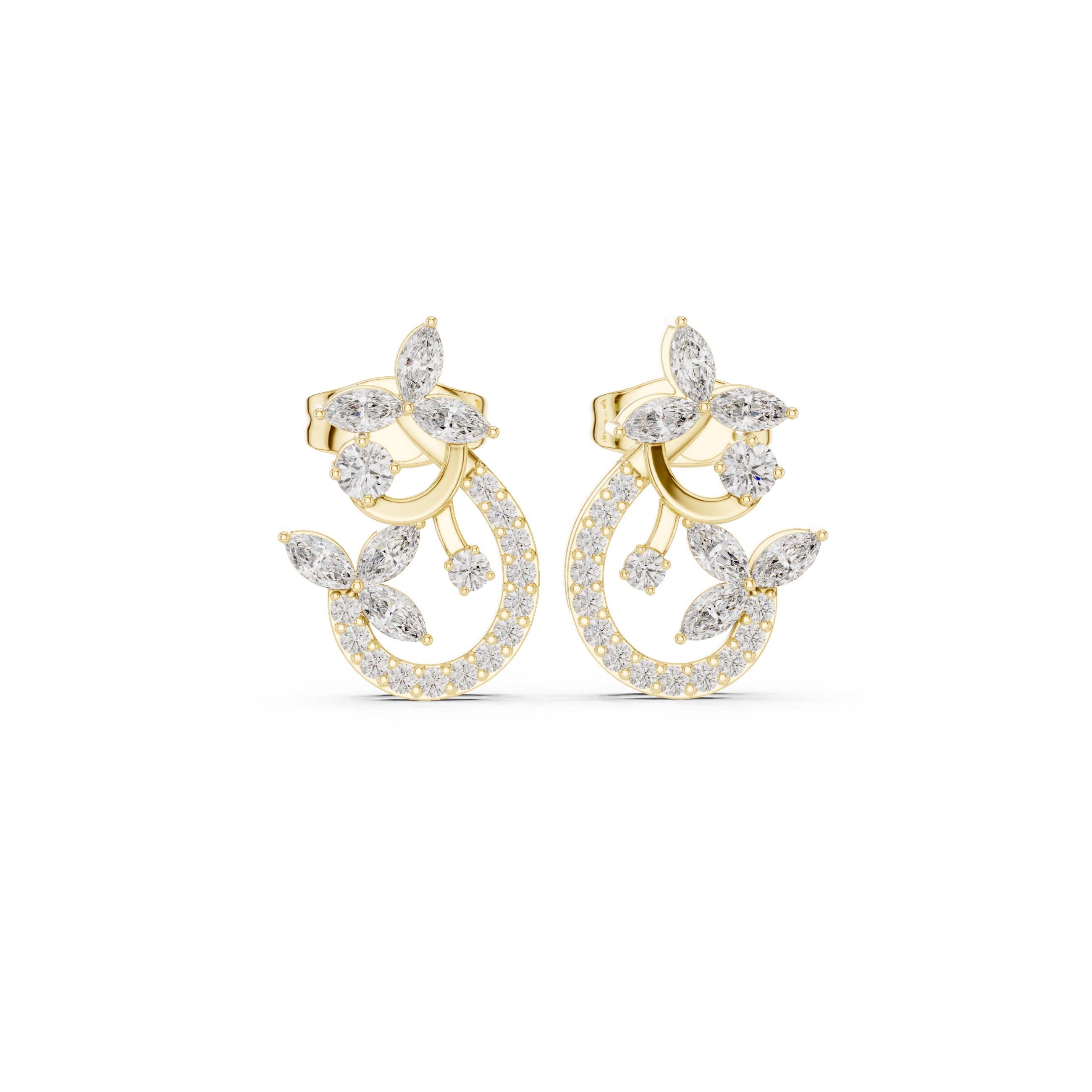 0.50 CT Nature-Inspired Marquise Diamond Drop Stud Earrings