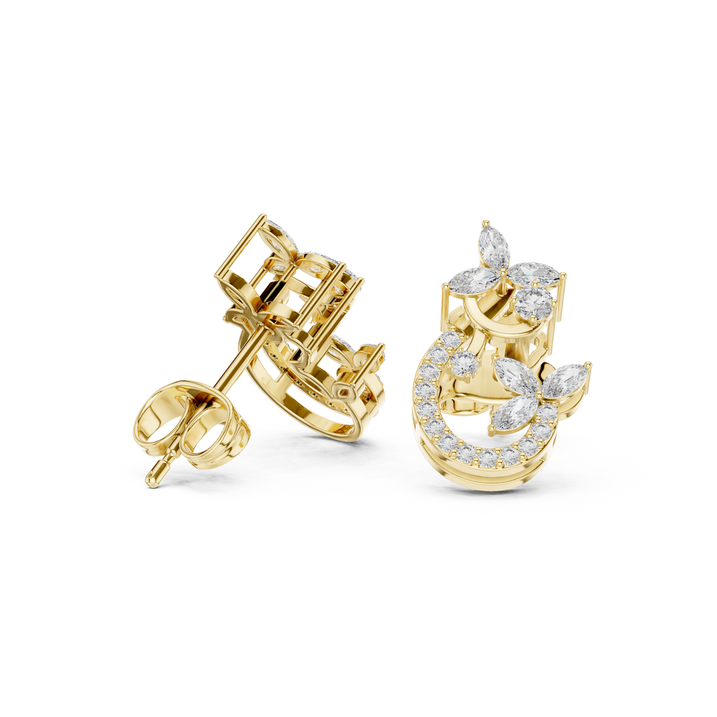 0.50 CT Nature-Inspired Marquise Diamond Drop Stud Earrings