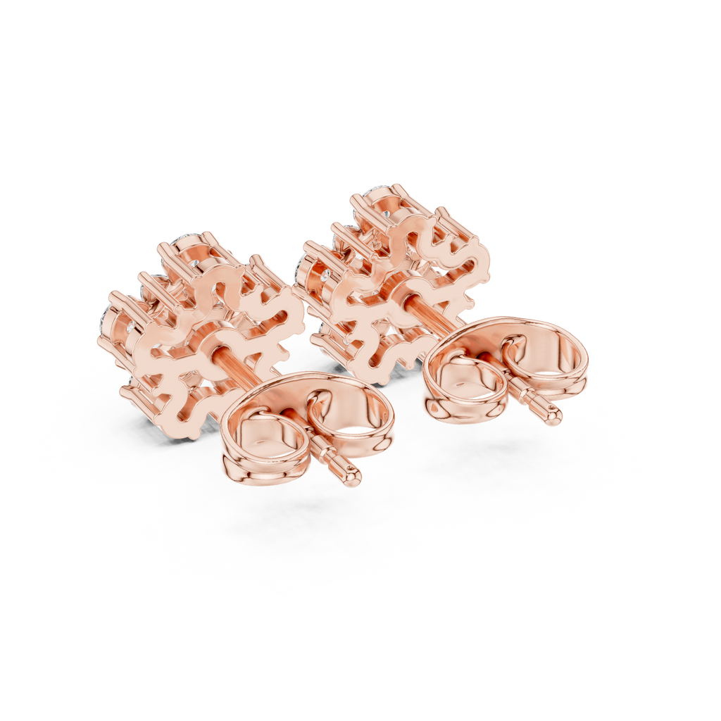 0.62 CT Floral Marquise Diamond Stud Earrings