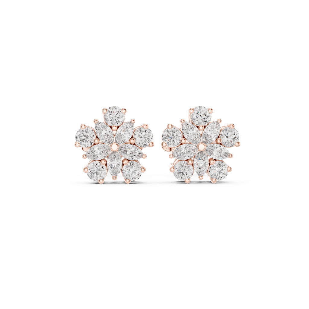 0.62 CT Floral Marquise Diamond Stud Earrings