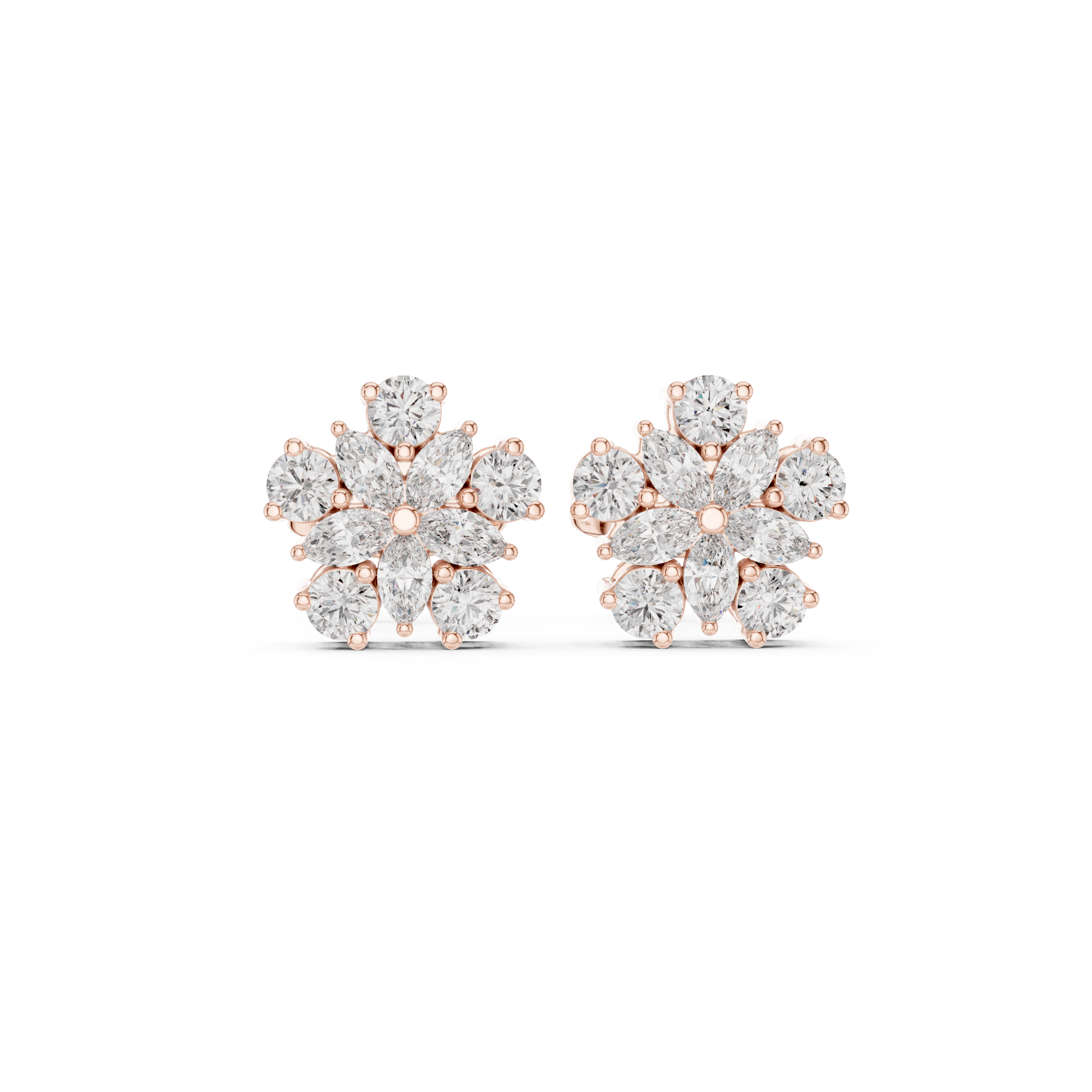0.62 CT Floral Marquise Diamond Stud Earrings