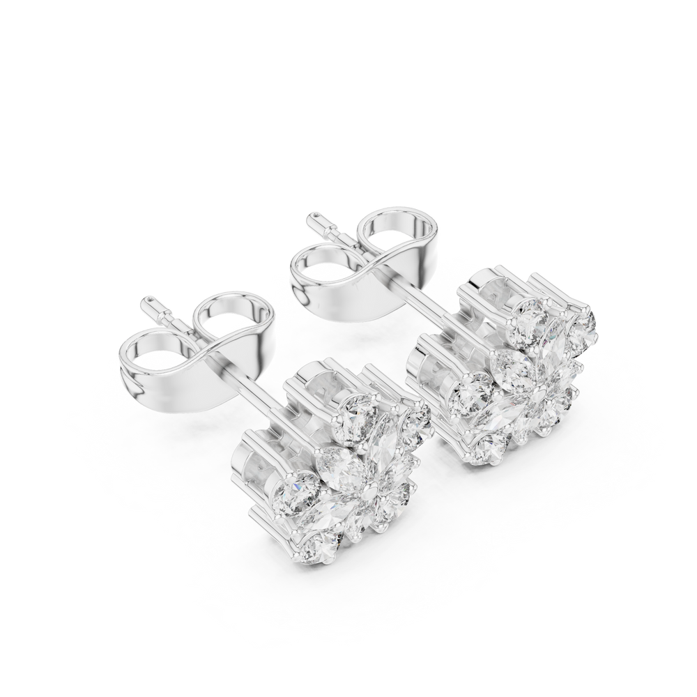 0.62 CT Floral Marquise Diamond Stud Earrings