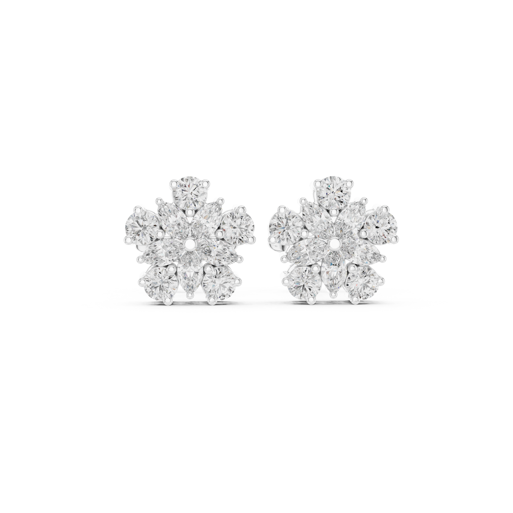 0.62 CT Floral Marquise Diamond Stud Earrings