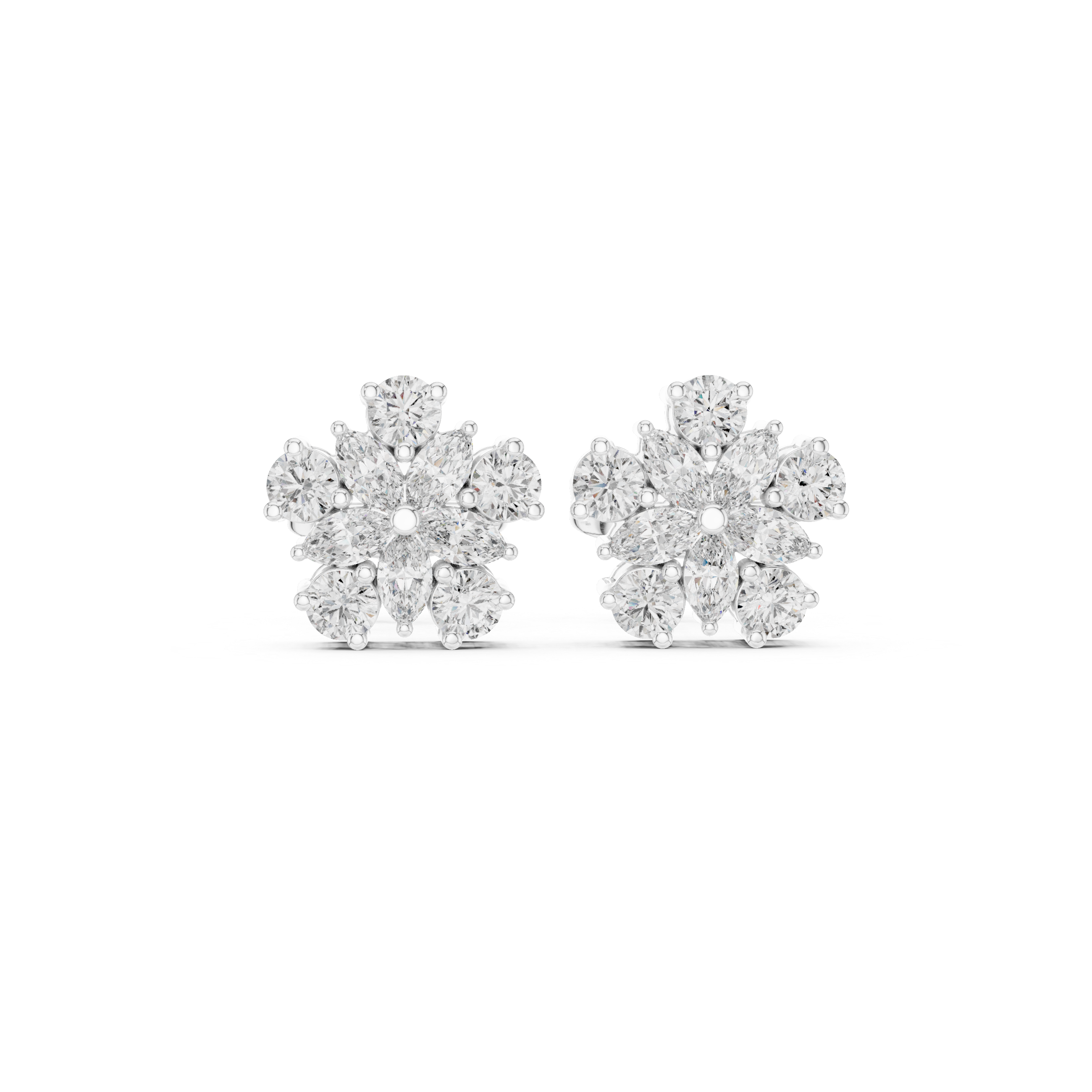 0.62 CT Floral Marquise Diamond Stud Earrings