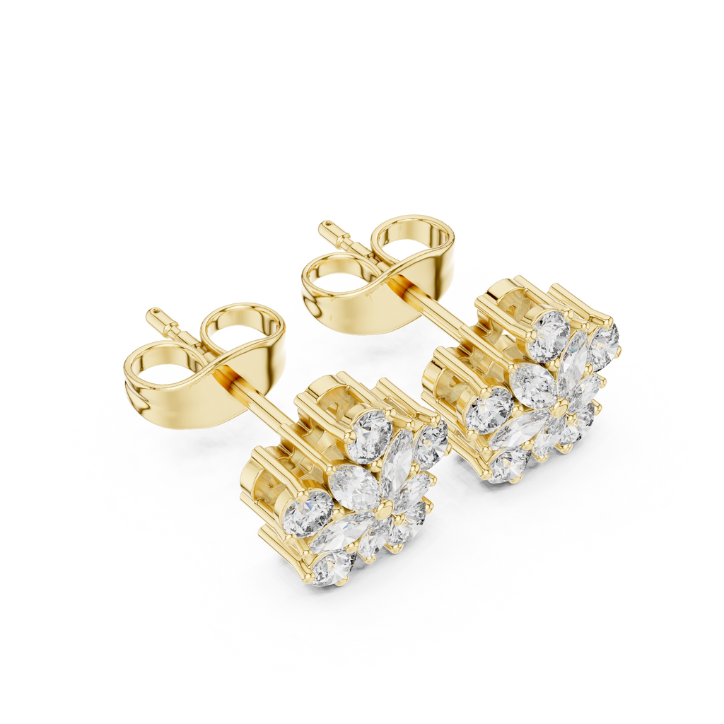 0.62 CT Floral Marquise Diamond Stud Earrings
