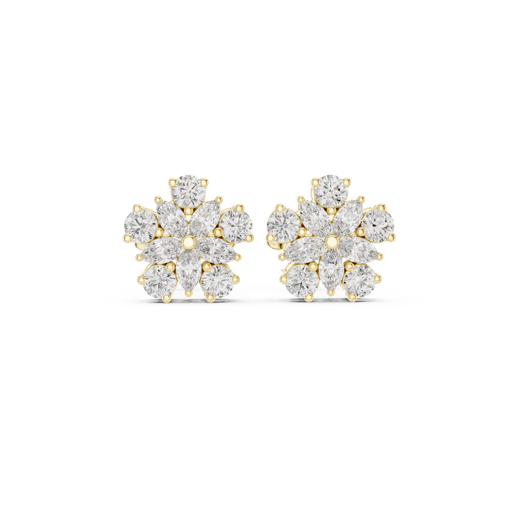 0.62 CT Floral Marquise Diamond Stud Earrings