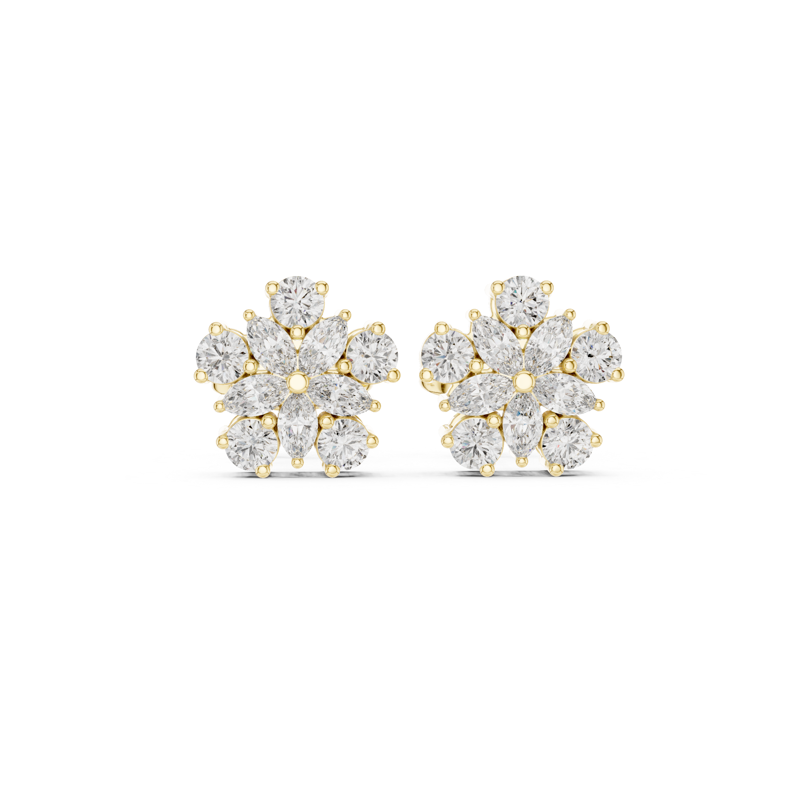 0.62 CT Floral Marquise Diamond Stud Earrings