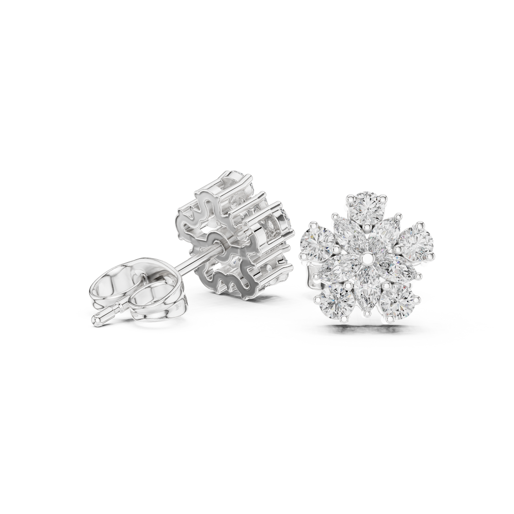0.62 CT Floral Marquise Diamond Stud Earrings