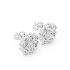2.98 CT Round Diamond Floral Cluster Stud Earrings